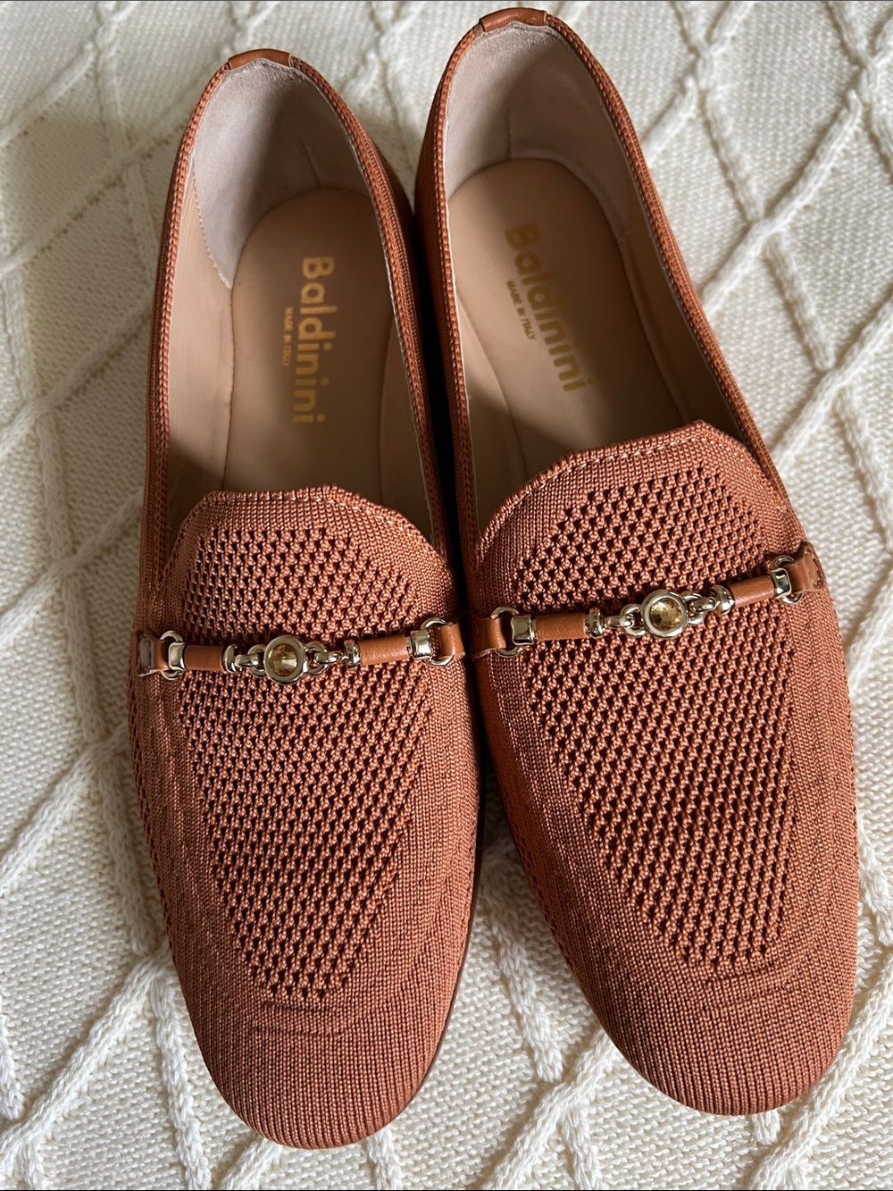 Baldinini Knit Loafers in Camel EU 36 / US 6 New